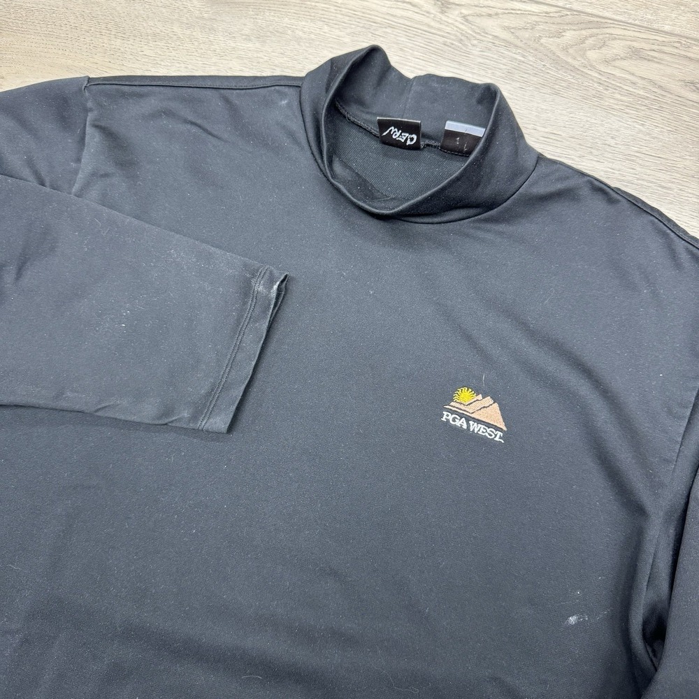 Nike Tiger Woods PGA West Mock Neck Pullover Men's Sz L Black Dri Fit Performanc